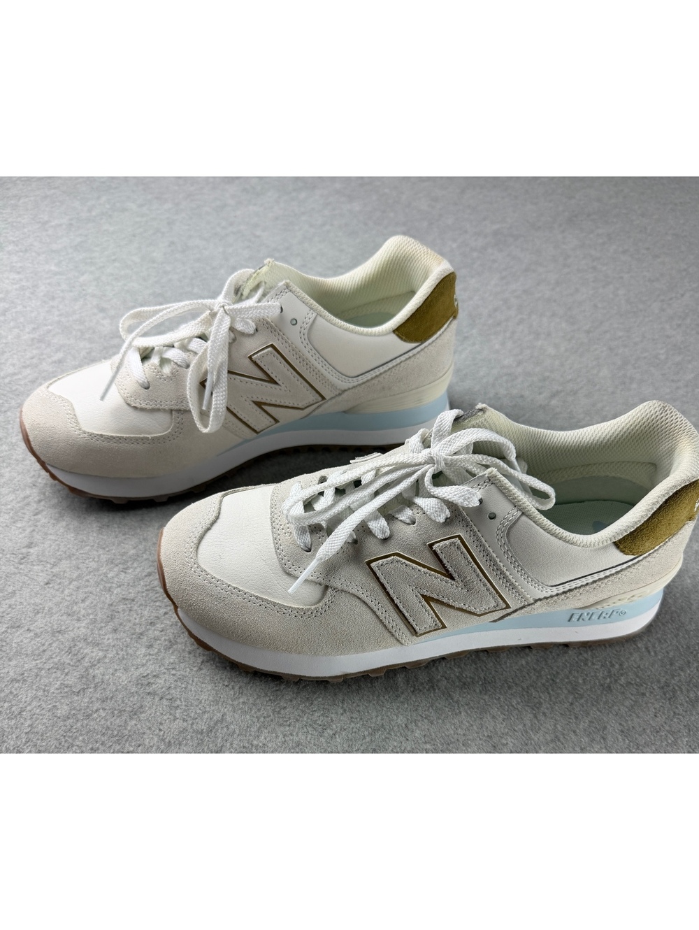 New Balance x CALIA 574 WL574CDS White Sea Salt Olive Sneakers Women's 8.5